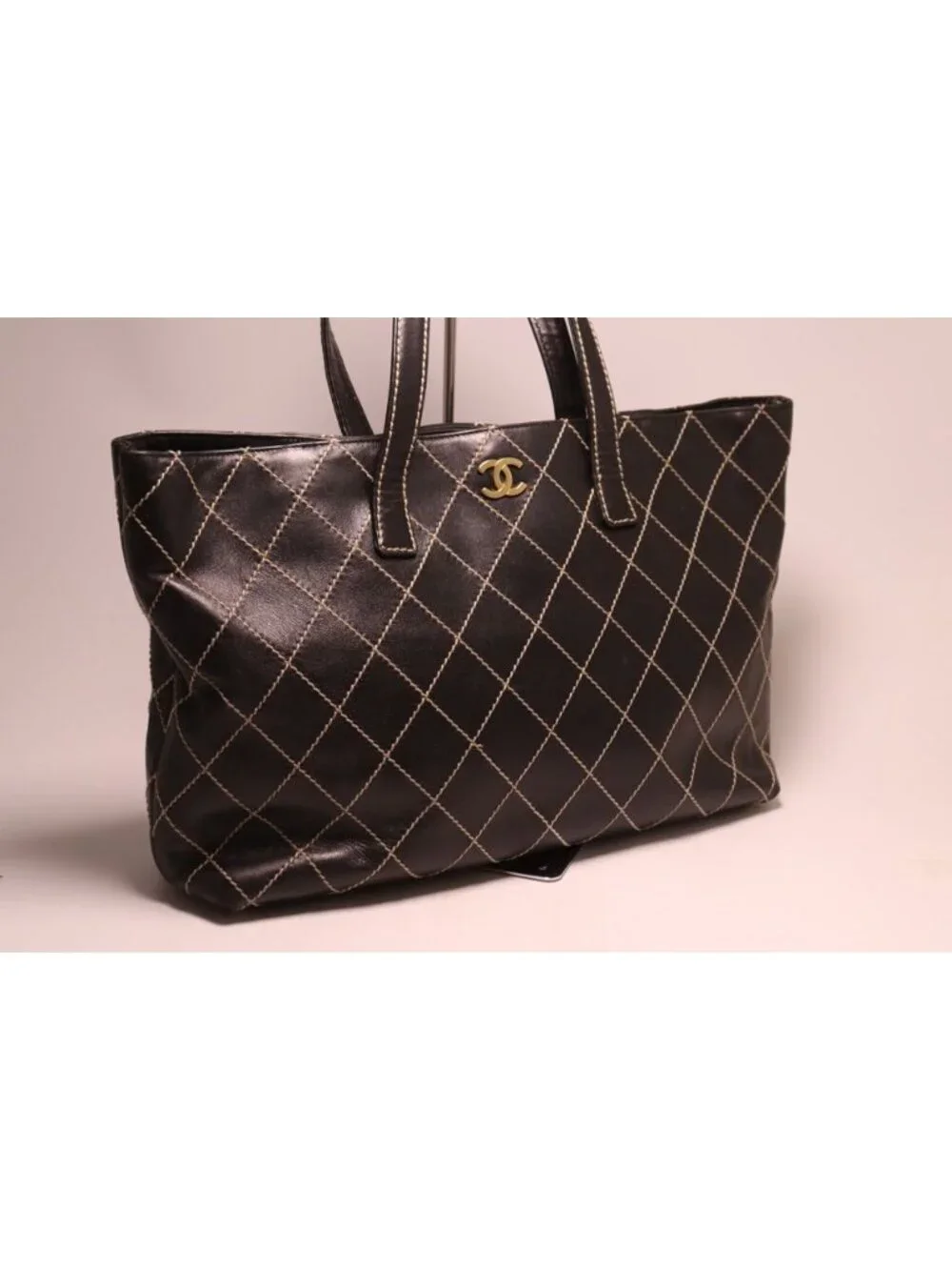 Chanel Leather Wild Stitch Tote Bag